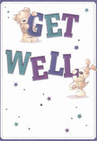 With a spirit as welcoming as Surbiton's own streets, this vibrant get well card brims with playful optimism and comfort. Two charming characters-a smiling teddy bear and a lively puppy-reach out across the page, both supporting and balancing the exuberant, colourful 'Get Well' message in deep indigos and teals. Their fluffy fur and gentle expressions are illustrated with such care that you can almost feel their hug, while twinkling blue and violet stars create a gentle cascade of hopefulness, much like spring flowers blooming along Ewell Road. Set against a pristine cream background, the entire design feels like a warm embrace; it's an emotional salve that carries not only heartfelt wishes but the reassurance of genuine kindness, just as a thoughtfully crafted bouquet from a Surbiton florist can brighten even the greyest day. Perfect for lifting the mood of someone in recovery, this card embodies gentle encouragement and the infectious cheer that's synonymous with the Surbiton neighbourhood.